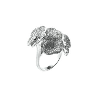 Anel Flor Cravejada de Diamantes