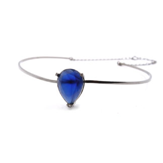 Colar Gota Safira Azul