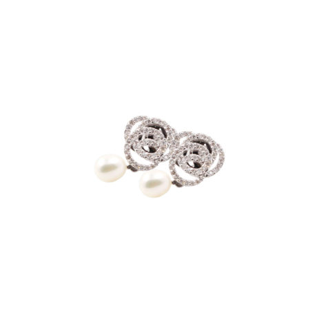 Brinco Pérola e Diamantes